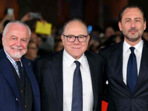 Luigi De Laurentiis con papà Aurelio e Carlo Verdone