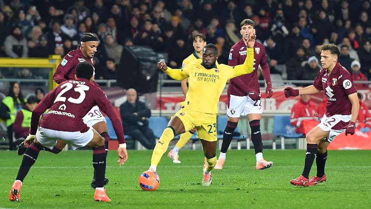 Tomori in azione in Torino-Milan